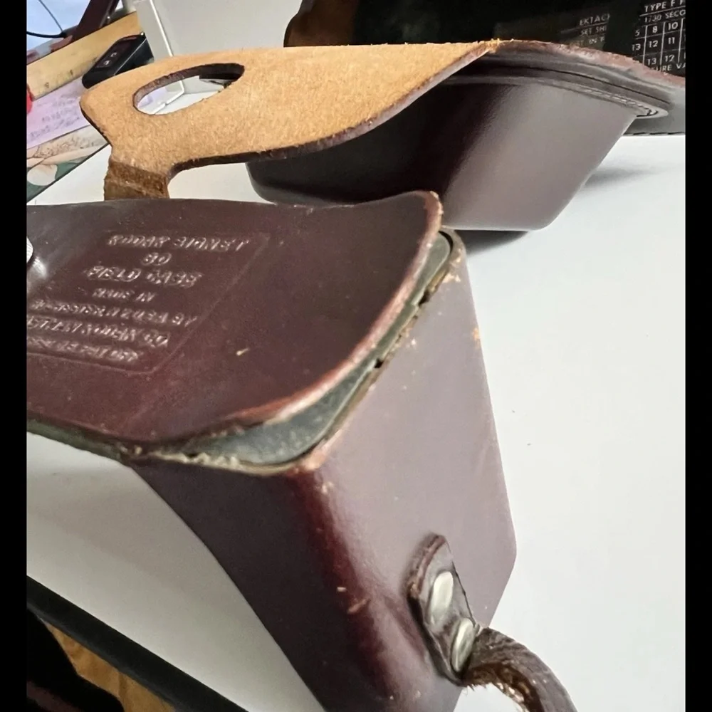 Vintage Kodak Dark Brown Leather Camera Bag with Strap